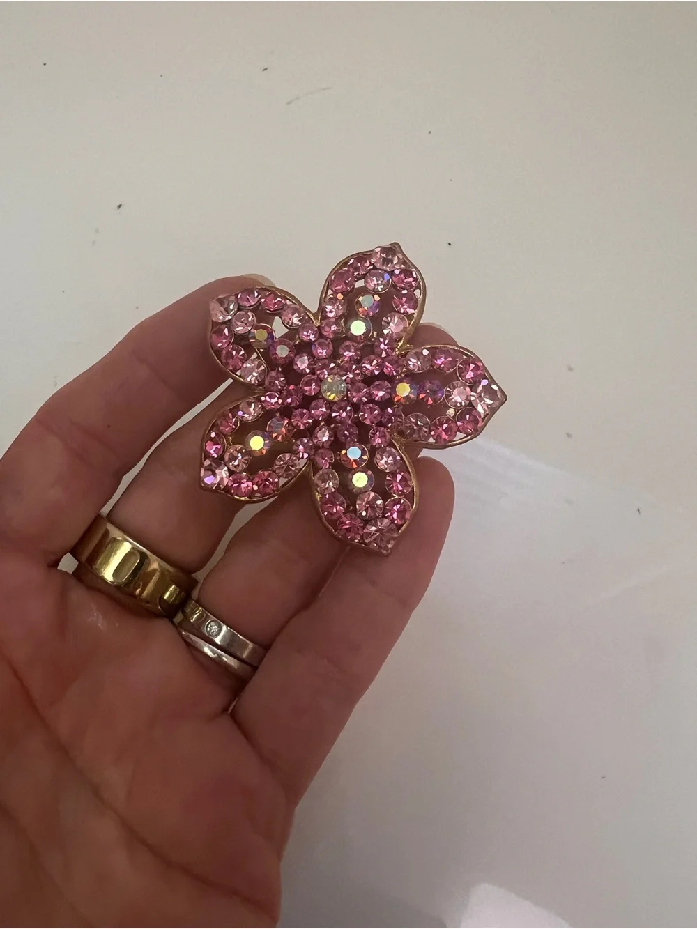 Pink Crystal Flower Brooch - Women's Jewelry